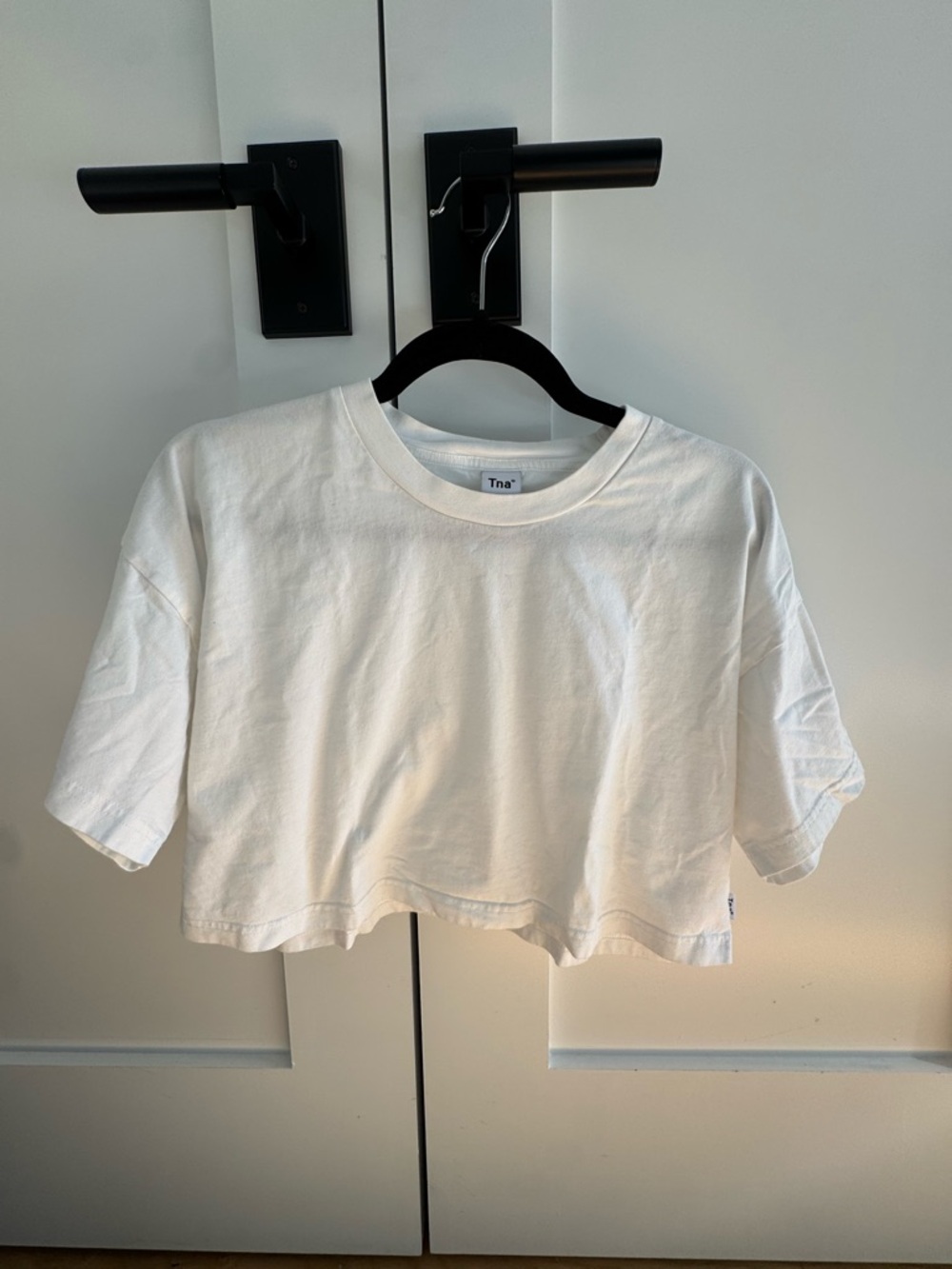 TNA White Cropped Crewneck Tee